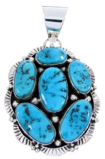 Navajo Indian Silver Sleeping Beauty Turquoise Pendant Jewelry MW66462: SilverTribe: Jewelry