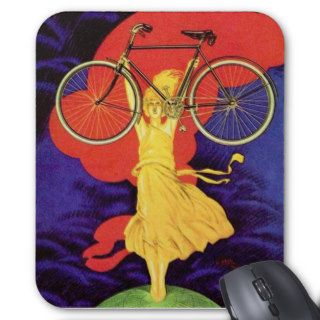 Bicycle Girl Vintage Kitsch Ephemera Mousepad