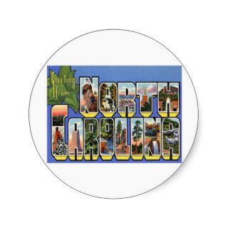 Greetings North Carolina NC Round Stickers