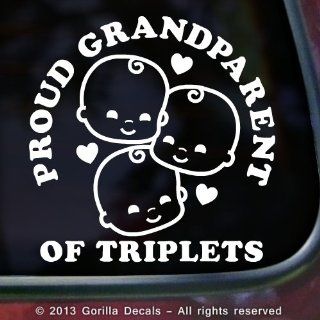 Proud Grandparent of Triplets Sign Vinyl Decal Bumper Sticker Car Window WHITE   Wall D?cor Stickers