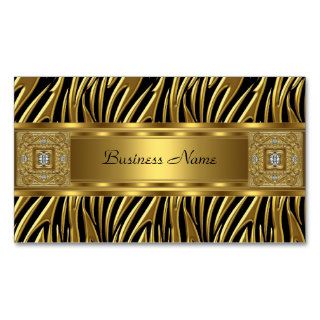 Gold Wild Zebra Black Jewel Look Image Business Card
