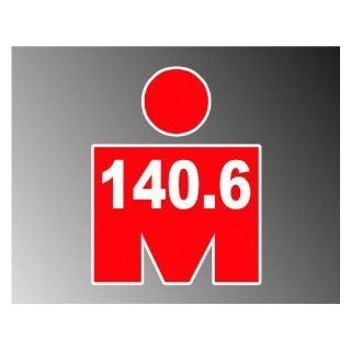 RED Mdot Ironman Triathlon 140.6 Vinyl Decal Bumper Sticker 4"x5": Automotive