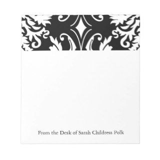 Diamond Damask in White on Black Memo Pads