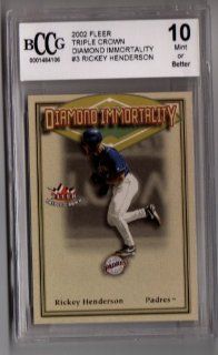 2002 Fleer Triple Crown Diamond Immortality #3 Rickey Henderson Beckett 10 Mint or Better at 's Sports Collectibles Store