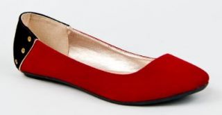 Qupid SAVANA 163 Classic Basic Studded Embellished Slip On Round Toe Flat Dress Shoe: Shoes
