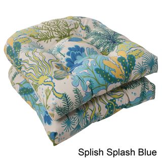 Pillow Perfect 'Splish Splash' Outdoor Wicker Seat Cushions (Set of 2) Pillow Perfect Outdoor Cushions & Pillows
