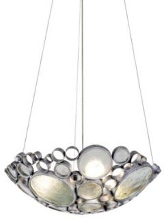 Varaluz 165P03NV Fascination Collection 3 Light Pendant, Nevada Finish with Recycled Green Bottle Glass, 20 Inch by 6 Inch   Ceiling Pendant Fixtures  