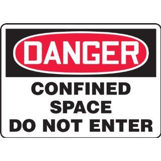 Accuform Signs SAR146 Adhesive Vinyl Specialty Sign By The Roll, Legend "DANGER CONFINED SPACE DO NOT ENTER", 7" Width x 10" Length x 4 mil Thickness, Black/Red on White (100 per Roll): Industrial Warning Signs: Industrial & Scienti