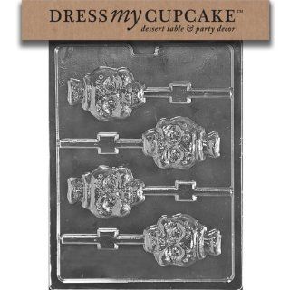 Dress My Cupcake DMCH169 Chocolate Candy Mold, Skull Lollipop, Halloween: Kitchen & Dining