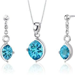 Museum Design 5.25 carats Marquise Cut Sterling Silver Rhodium Nickel Finish Swiss Blue Topaz Pendant Earrings Set: Peora: Jewelry
