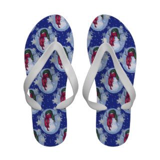 Snowman Green Hat Blue Sandals