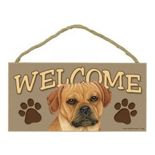 Puggle Wood Welcome Door Sign 5''x10'' : Decorative Signs : Everything Else