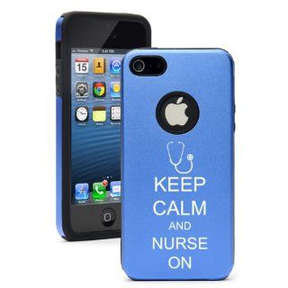 Apple iPhone 5c Blue CD153 Aluminum & Silicone Case Cover Keep Calm And Nurse On: Cell Phones & Accessories
