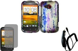 For Cricket HTC Desire C Hard Design Cover Case Animal Lines+LCD Screen Protector+Car Charger Cell Phones & Accessories