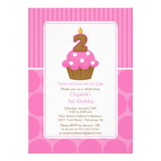 Cupcake Birthday Invitation 2nd Birthday Pink