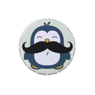 Mustache Penguin Cartoon Jelly Belly Tins