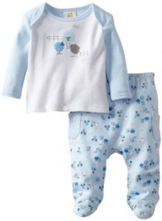 ABSORBA Baby Boys Newborn 2 Piece Pant, Blue/White, 0 3 Months: Clothing