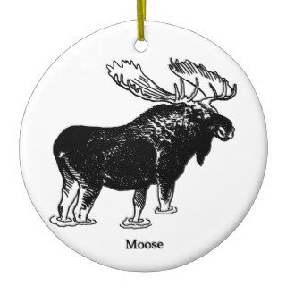 Bull Moose (illustration) Christmas Tree Ornaments
