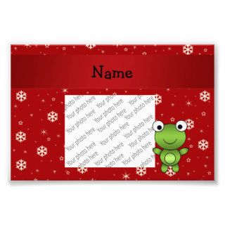 Personalized name frog red snowflakes photograph