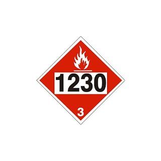1230 Methanol Placard Magnetic Sign Flammable Liquid Hazard Class 3 D.O.T. HM 206 10 3/4" x 10 3/4" DOT 1230M: Industrial Warning Signs: Industrial & Scientific