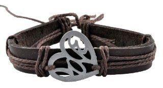 Metal Lover Heart Love Leather Bracelet / Leather Wristband / Surf Bracelet #207: Jewelry