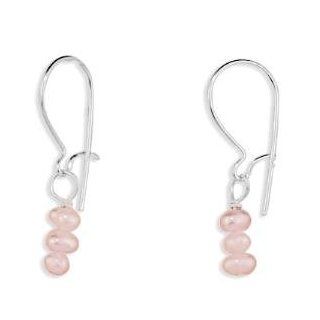 Pink Pearl Stacked Sterling Silver Childs Earrings, Made in the USA: Jewelry