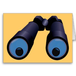 Looking Through Binoculars Greeting Cards