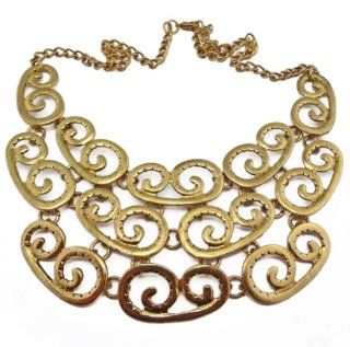 Fashion Vintage Style Gold Hollow Metal Choker Bib Collar Necklace(WP F189) Jewelry