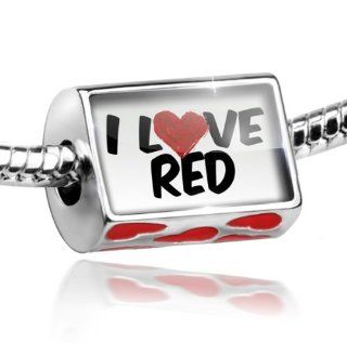 Bead with Hearts I Love Red   Charm Fit All European Bracelets , Neonblond: NEONBLOND: Jewelry