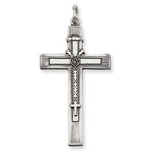 Sterling Silver Antiqued Rosary Cross Pendant: Jewelry