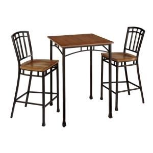 Home Styles Modern Craftsman Wood and Metal Bistro Table and Stool Set (3 Piece) 5050 359