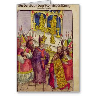 Pope Martin V gives Sigismund symbolic gift Greeting Card