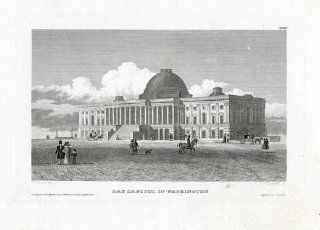 Antique Print CAPITOL WASHINGTON UNITED STATES Meyer 1850   Etchings Prints