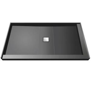 Wonder Drain 42 in. x 60 in. Double Threshold Shower Pan in Black WD4260CDR PVC