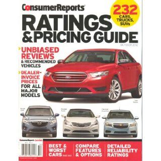 Consumer Reports Ratings & Pricing Guide (October 2012   232 Cars, Trucks, SUVs) Kevin McKean Books