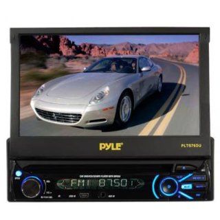 Pyle PLTS76DU Car DVD Player   7 Touchscreen LCD Display   1440 x 234   320 W RMS   In dash   Single DIN DVD Video Video CD MPEG 4   AM FM   Secure Digital (SD) MultiMediaCard (MMC)   Auxiliary Input : Vehicle Dvd Players : Car Electronics
