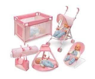 Badger Basket Five Item Doll Furniture And Accessory Set  Pink/White: Toys & Games