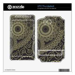 Trendy Oriental Iranian Paisley Black, Yelow Skin For HTC Thunderbolt