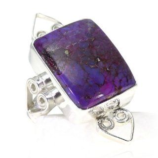 Purple Mohave Turquoise Women Ring (size: 7.75) Handmade 925 Sterling Silver hand cut Purple Mohave Turquoise color Purple 12g, Nickel and Cadmium Free, artisan unique handcrafted silver ring jewelry for women   one of a kind world wide item with original 