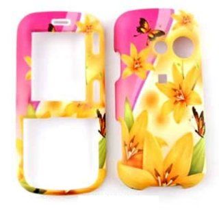 ACCESSORY MATTE COVER HARD CASE FOR LG RUMOR2 / COSMOS LX 265 ORANGE FLOWERS BUTTERFLY: Cell Phones & Accessories