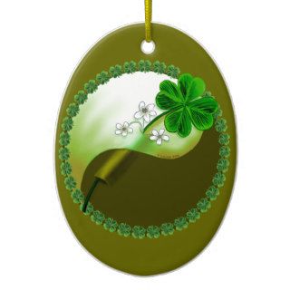 Yin Yang Shamrock Christmas Tree Ornament