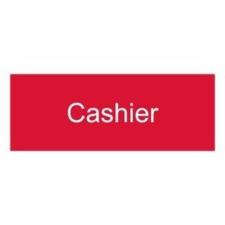 Cashier White on Red Engraved Sign EGRE 273 WHTonRed Information : Business And Store Signs : Office Products