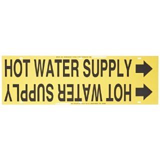 Brady 4082 H 10"   15" Outside Pipe Diameter, B 915 Printed Plastic Sheet, Black On Yellow Color Strap On Pipe Marker, Legend "Hot Water Supply": Industrial Pipe Markers: Industrial & Scientific