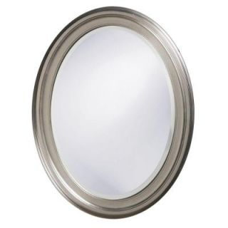 33 in. x 25 in. Round Framed Mirror in Brushed Nickel 40109