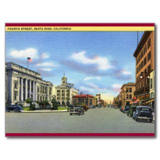 Fourth St., Santa Rosa CA Vintage Postcards