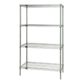 Quantum Storage Systems WR54 2436C Starter Kit for 54" High 4 Tier Wire Shelving Unit, Chrome Finish, 24" Width x 36" Length x 54" Height: Industrial & Scientific