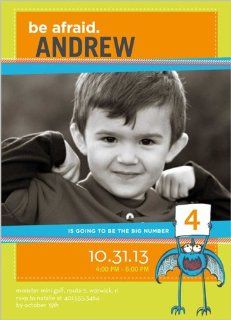Birthday Invitations: Monster Bash, Orange 5x7 Flat Card : Greeting Cards : Office Products