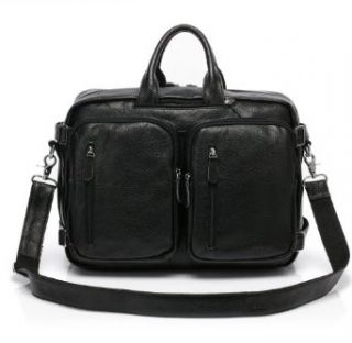 Vicenzo Flex Black Genuine Leather Briefcase Messenger/laptop Bag/ Backpack: Clothing