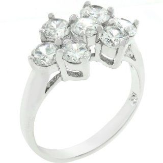14k White Gold Plated CZ 1.75 CT Cocktail Ring Size 9: Jewelry