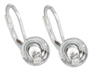 Sterling Silver High Polished 8mm Stationary Ball Earrings on Leverbacks: Jewelry